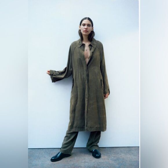 ZARA ZW COLLECTION WASHED LYOCELL TRENCH - Picture 11 of 16
